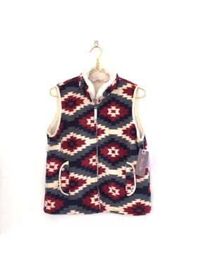 River & Rose fleece Tribal print vest NWT Size L